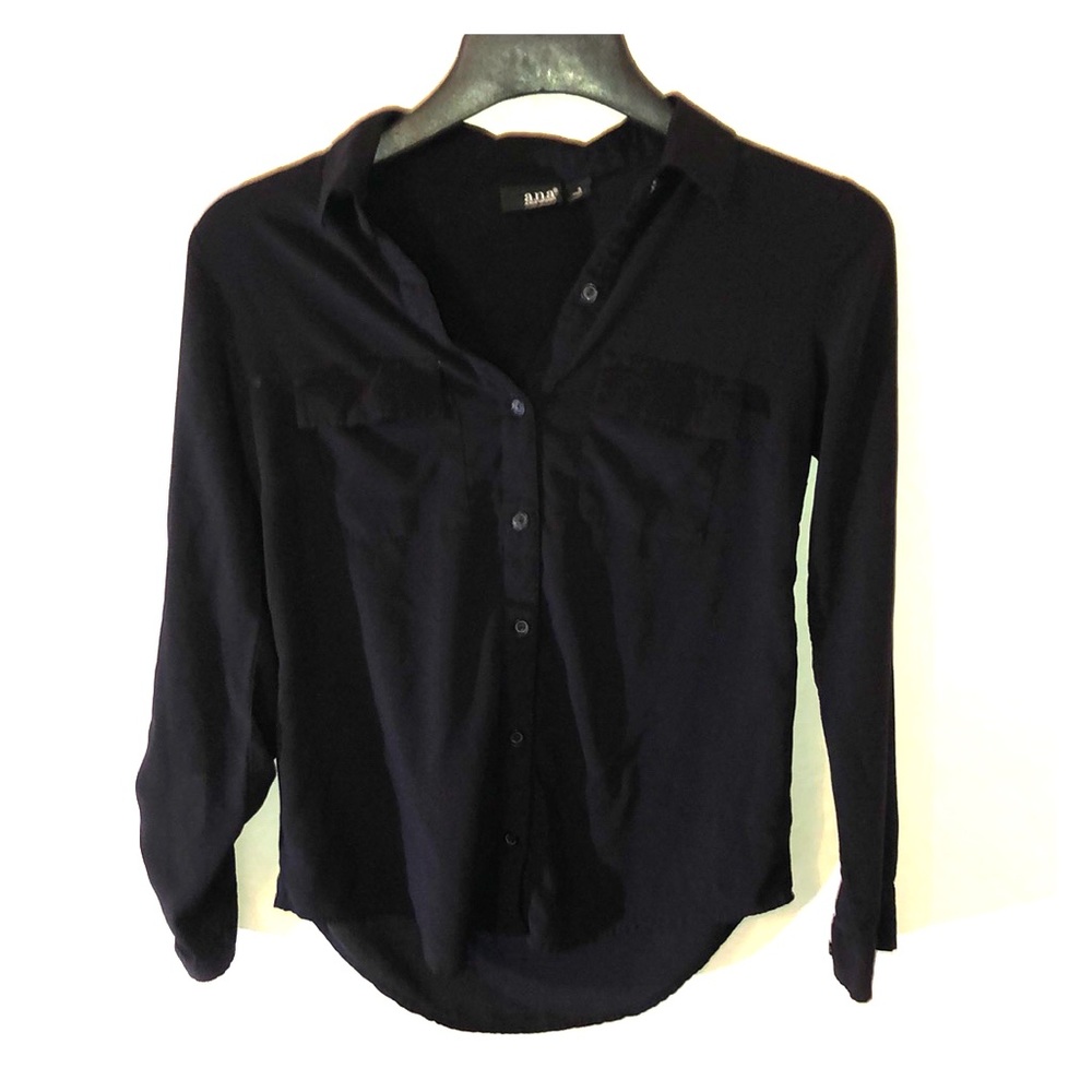 Black ANA Button-Down Blouse